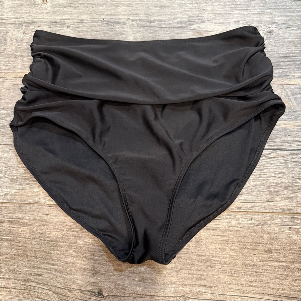 Women's High-Waist Black Swim Bottoms